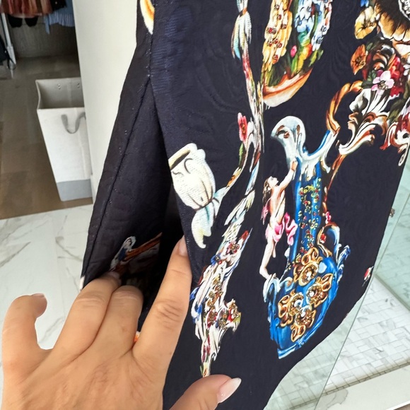 One of kind heavy brocade mini dress with pockets and jewelled details. - Picture 8 of 11